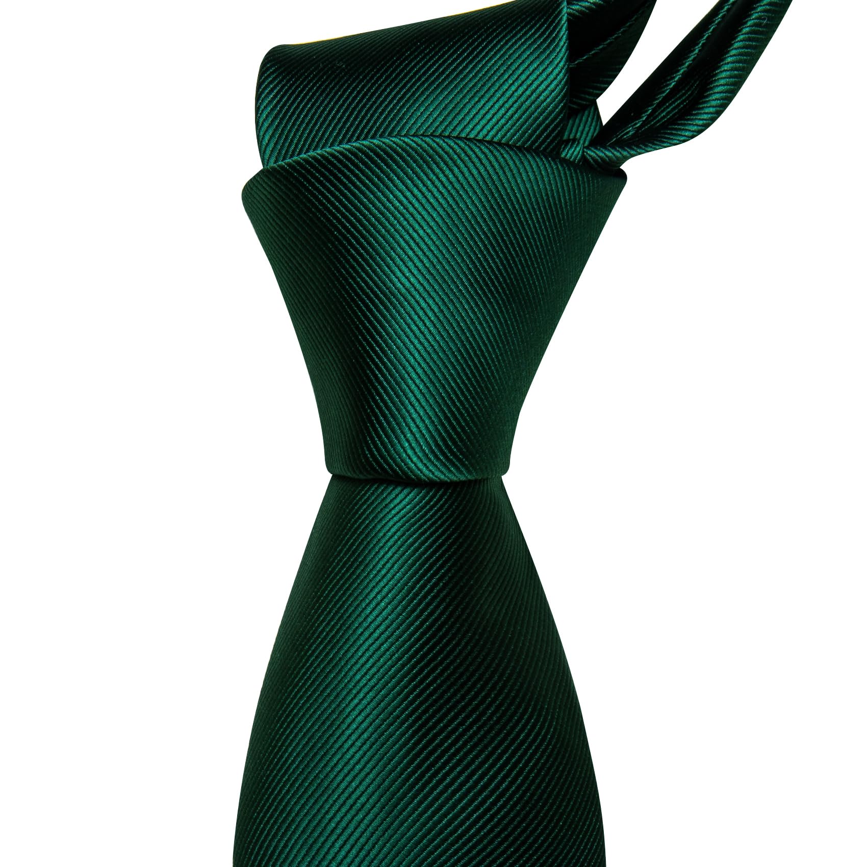 Barry.Wang Emerald Green Man Tie Set Solid Silk Necktie Cufflinks Handerchief Stain Formal St. Patrick's Day