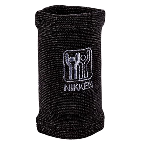 Nikken KenkoTherm® Wrist Wrap Medium 1825 Black - Thin Ceramic Reflective Fibers that reflects heat from your body to provide a gentle warming effect for tired or tight muscles Weightlifting , Boxing - Support Wrap - Compression, Support