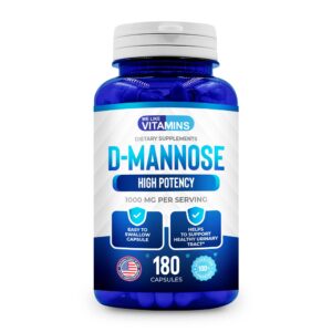 We Like Vitamins D-Mannose Capsules 1000mg per Serving - 180 Easy to Swallow Veggie Capsules - Cranberry D Mannose Supplement Helps Support Bladder and Urinary Tract Health