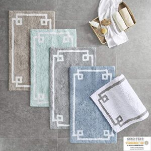 Madison Park Evan 100% Cotton Bathroom Rug Non Slip Backing-Luxrurious Tufted Plush Bath Mat Absorbent, Quick Dry, Spa Design Shower Room Décor, 24x72, Seafoam