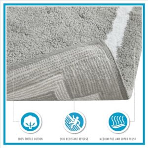 Madison Park Evan 100% Cotton Bathroom Rug Non Slip Backing-Luxrurious Tufted Plush Bath Mat Absorbent, Quick Dry, Spa Design Shower Room Décor, 24x72, Seafoam