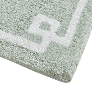 Madison Park Evan 100% Cotton Bathroom Rug Non Slip Backing-Luxrurious Tufted Plush Bath Mat Absorbent, Quick Dry, Spa Design Shower Room Décor, 24x72, Seafoam