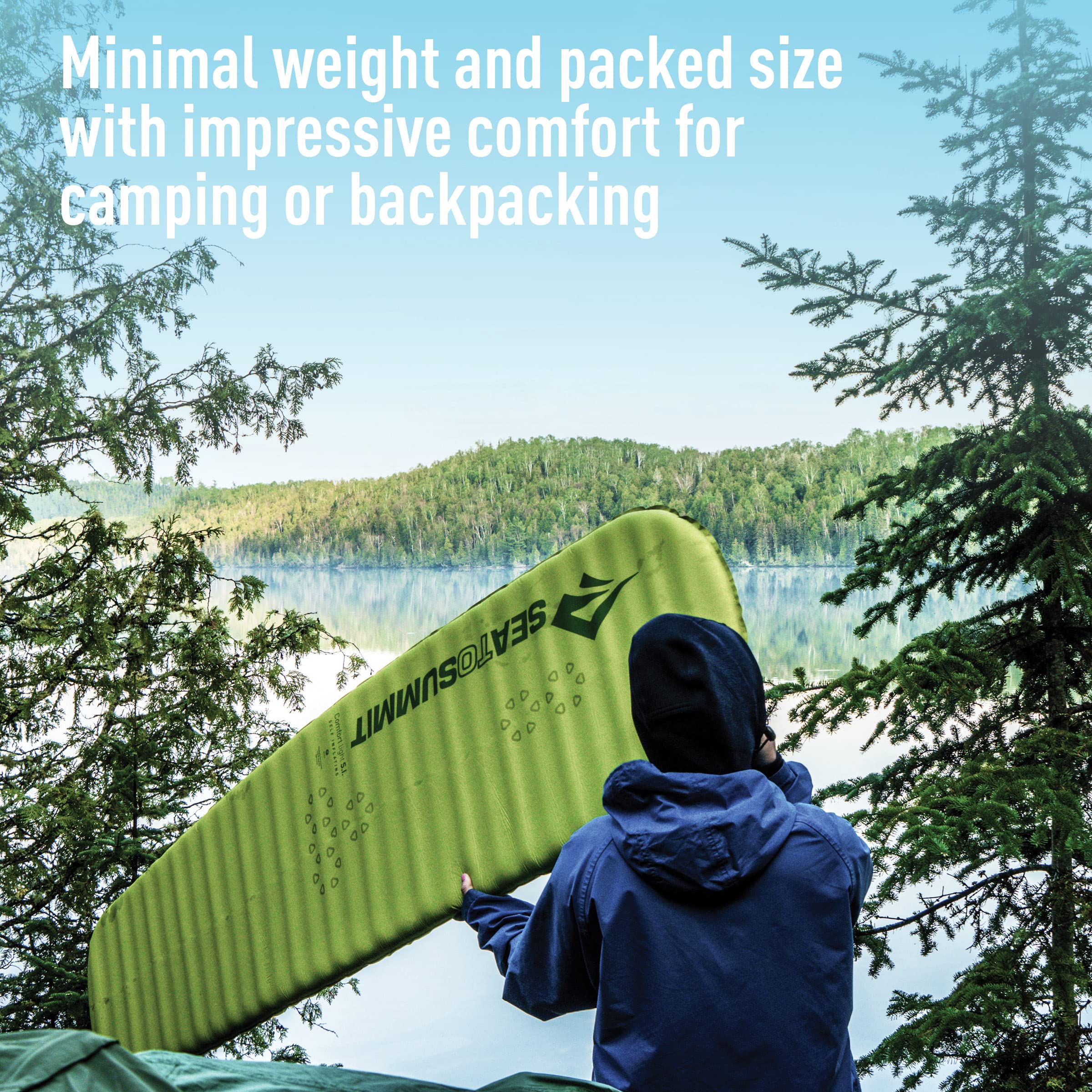 Sea to Summit Comfort Light Self-Inflating Foam Sleeping Pad for Camping and Backpacking, Regular (72 x 20 x 2 inches)