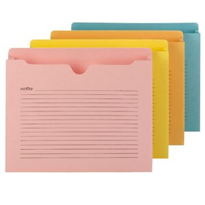 smead notes file jacket, letter size, straight-cut tab, 2” expansion, assorted colors, 12 per pack (75694)