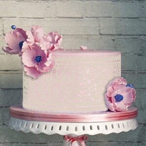 Funshowcase Large Pre-Made Ready to Use Edible Cake Lace Rose Blossom Ivory White 14-inch 10-piece Set