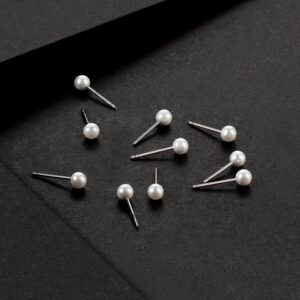 Charisma 4mm Composite Pearl Earrings Round Ball Pearls Stud Earrings Hypoallergenic 12 Pairs Imitation Pearl Earrings Set for Women