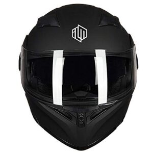 ILM Motorcycle Dual Visor Flip up Modular Full Face Helmet DOT 6 Colors Model 902 (XL, Matte Black)