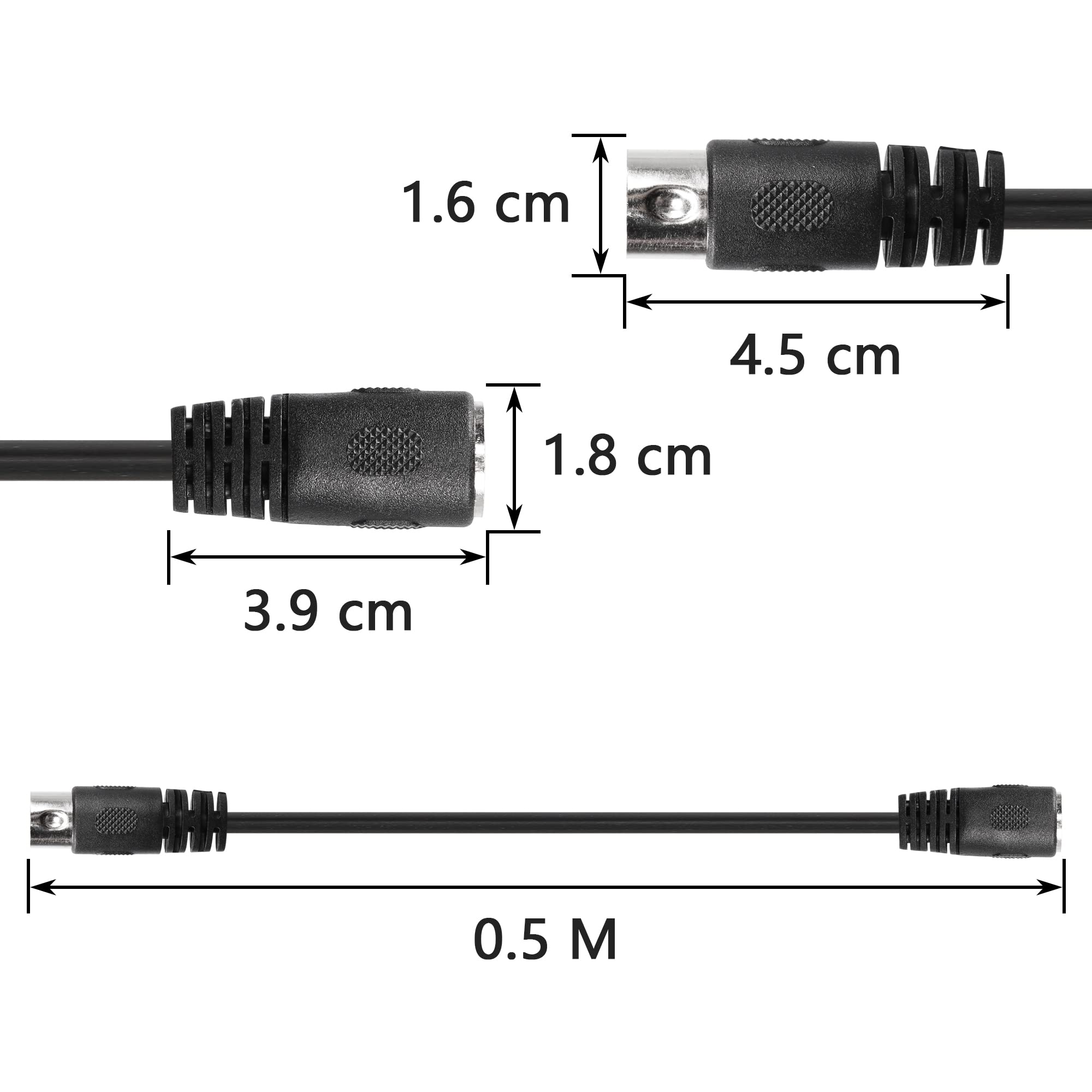 SinLoon 20inch MIDI Din Extension Cable,MIDI 5-Pin DIN Male to Female Audio MIDI/at Adapter Cable for MIDI Keyboard (Synthesizer, Organ, Electric Piano, MIDI Guitar,etc(DIN 5P M-F)