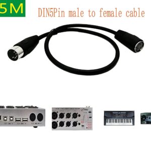 SinLoon 20inch MIDI Din Extension Cable,MIDI 5-Pin DIN Male to Female Audio MIDI/at Adapter Cable for MIDI Keyboard (Synthesizer, Organ, Electric Piano, MIDI Guitar,etc(DIN 5P M-F)