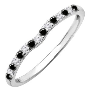 Dazzlingrock Collection Round Black Diamond & White Diamond Anniversary Band for Women (0.25 ctw) in 10K White Gold, Size 7