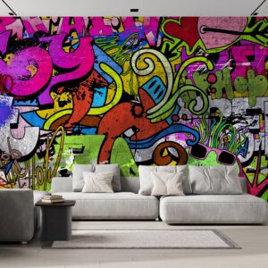 wall26 - colorful graffiti - large wall mural, removable peel and stick wallpaper, home decor - 100x144 inches