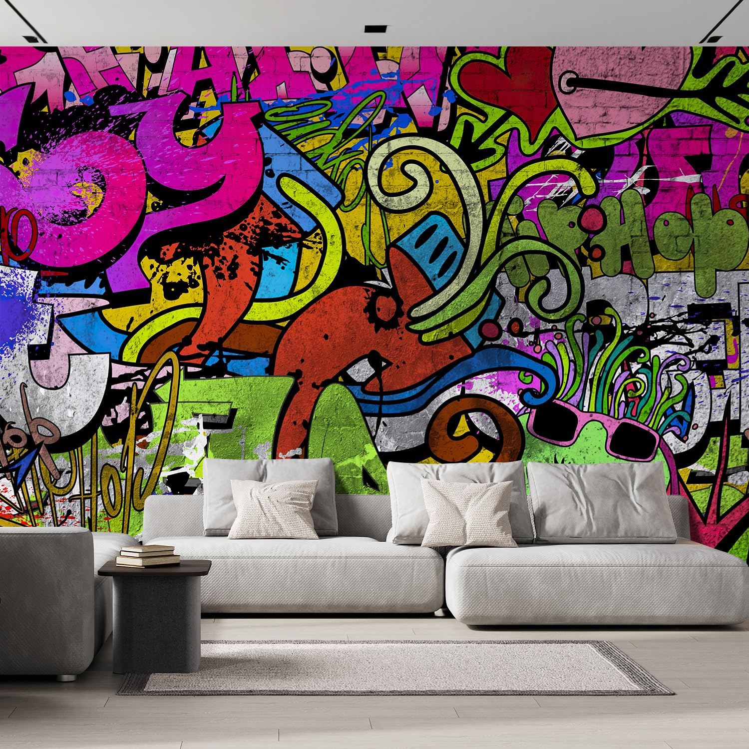 wall26 - Colorful Graffiti - Large Wall Mural, Removable Peel and Stick Wallpaper, Home Decor - 100x144 inches