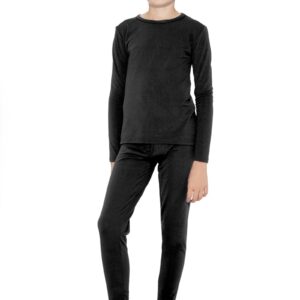 Rocky Thermal Underwear For Boys (Long Johns Thermal Set) Shirt & Pants, Base Layer w/Leggings/Bottoms Ski/Extreme Cold (Black - Medium)