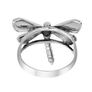 CUTE! Dragonfly Wings Inlay Reconstructed Black Onyx .925 Sterling Silver Ring (9)