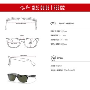 Ray-Ban RB2132 NEW WAYFARER Square Sunglasses For Men For Women + BUNDLE with Designer iWear Eyewear Kit (Black on Transparent/Crystal Lens G-15 Green)