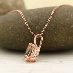 14k Rose Gold Morganite Pendant Necklace, 18" (8x6mm Oval Moragnite)