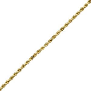 14K Yellow Gold 3mm 26" Solid Diamond Cut Rope Chain Necklace with Lobster Lock