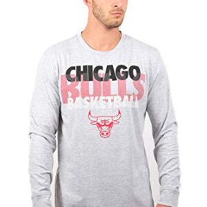 Ultra Game NBA Chicago Bulls Mens Supreme Long Sleeve Pullover Tee Shirt, Heather Gray, Large