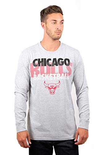 Ultra Game NBA Chicago Bulls Mens Supreme Long Sleeve Pullover Tee Shirt, Heather Gray, Large