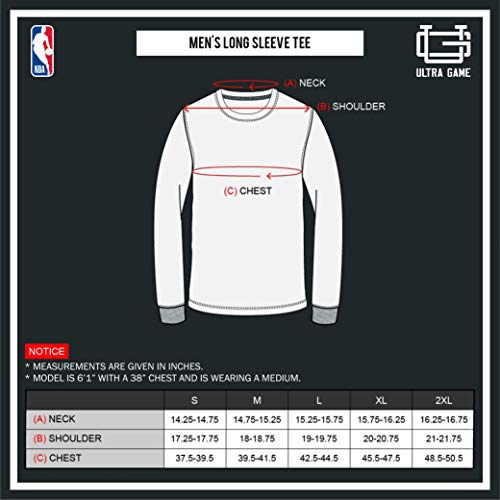 Ultra Game NBA Chicago Bulls Mens Supreme Long Sleeve Pullover Tee Shirt, Heather Gray, Large