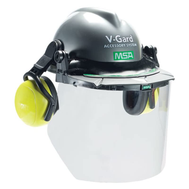 MSA 10154604 V-Gard Frame - General Purpose Applications, Fits Full-Brim Hard Hats, Black, Polybutylene Terephthalate (PBT), Compatible with Replaceable Debris Control Attachment, Durable & Reusable