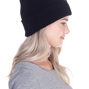 CUFFED PLAIN SKULL BEANIE HAT / CAP | Winter Unisex Knit Hat Toboggan For Men & Women | Unique & Timeless Clothing Accessories By Top Leve, Black