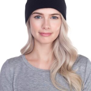 CUFFED PLAIN SKULL BEANIE HAT / CAP | Winter Unisex Knit Hat Toboggan For Men & Women | Unique & Timeless Clothing Accessories By Top Leve, Black