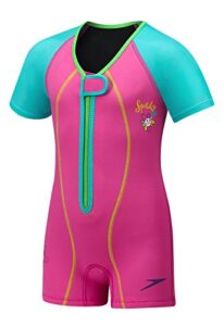 speedo unisex-child uv thermal swimsuit begin to swim upf 50 , berry, 4t (toddler)