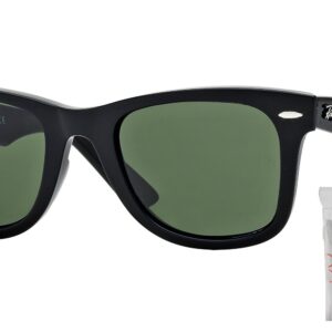 Ray-Ban RB2140 WAYFARER 901 54M Black/Crystal Green Square Sunglasses For Men For Women + BUNDLE with Designer iWear Eyewear Kit