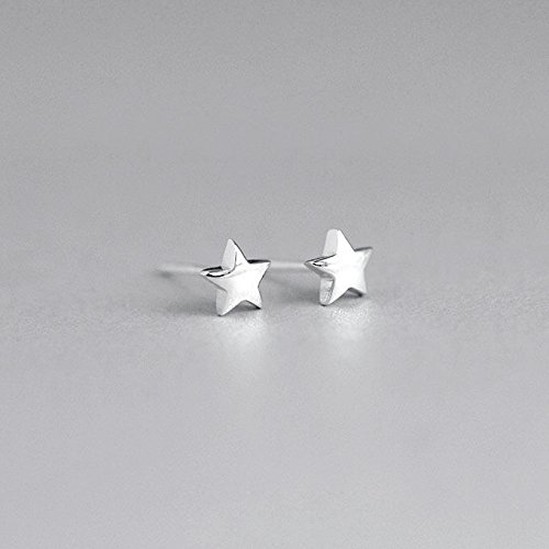 Star Earrings Star stud Earrings 925 Sterling Silver Tiny Star Earrings (Silver-Star)