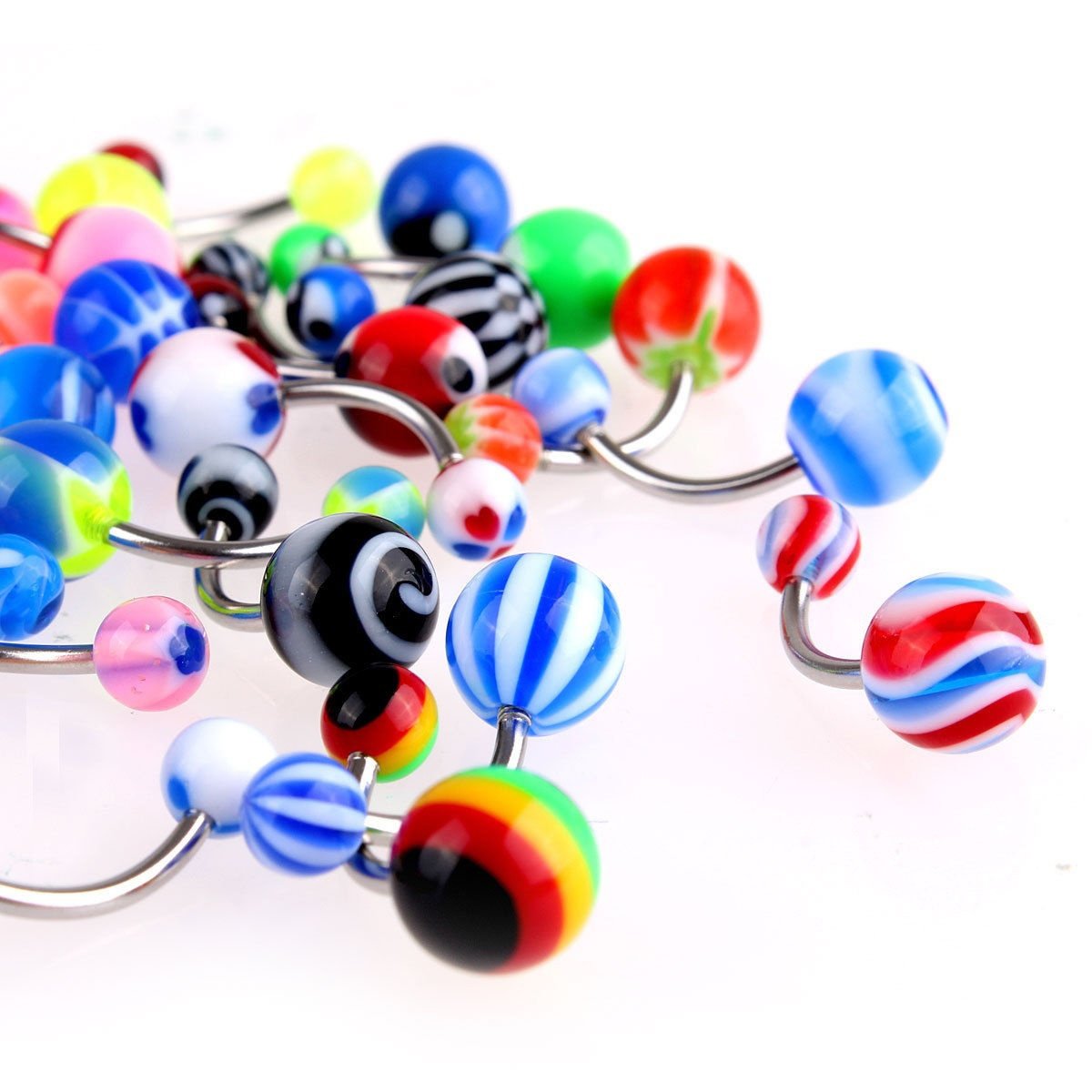 Bluelans 30x Colorful Sexy Belly Button Bar Navel Barbells Rings Body Piercing Jewellery Gift (Random Color)