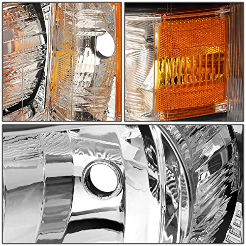 DNA MOTORING HL-OH-CSIL07-CH-AM Pair of Chrome Amber Headlights Compatible with 07-13 Silverado 1500/07-14 Silverado 2500 HD 3500