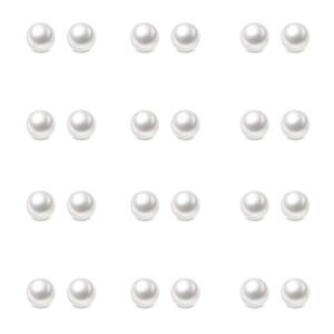 Charisma 5mm Composite Pearl Earrings Round Ball Pearls Stud Earrings Hypoallergenic 12 Pairs Imitation Pearl Earrings Set for Women