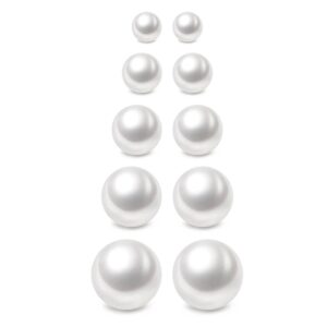 charisma 3-7mm composite pearl earrings round ball pearls stud earrings hypoallergenic 5 pairs mixed sizes imitation pearl earrings set for women