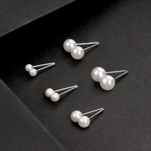 Charisma 3-7mm Composite Pearl Earrings Round Ball Pearls Stud Earrings Hypoallergenic 5 Pairs Mixed Sizes Imitation Pearl Earrings Set for Women