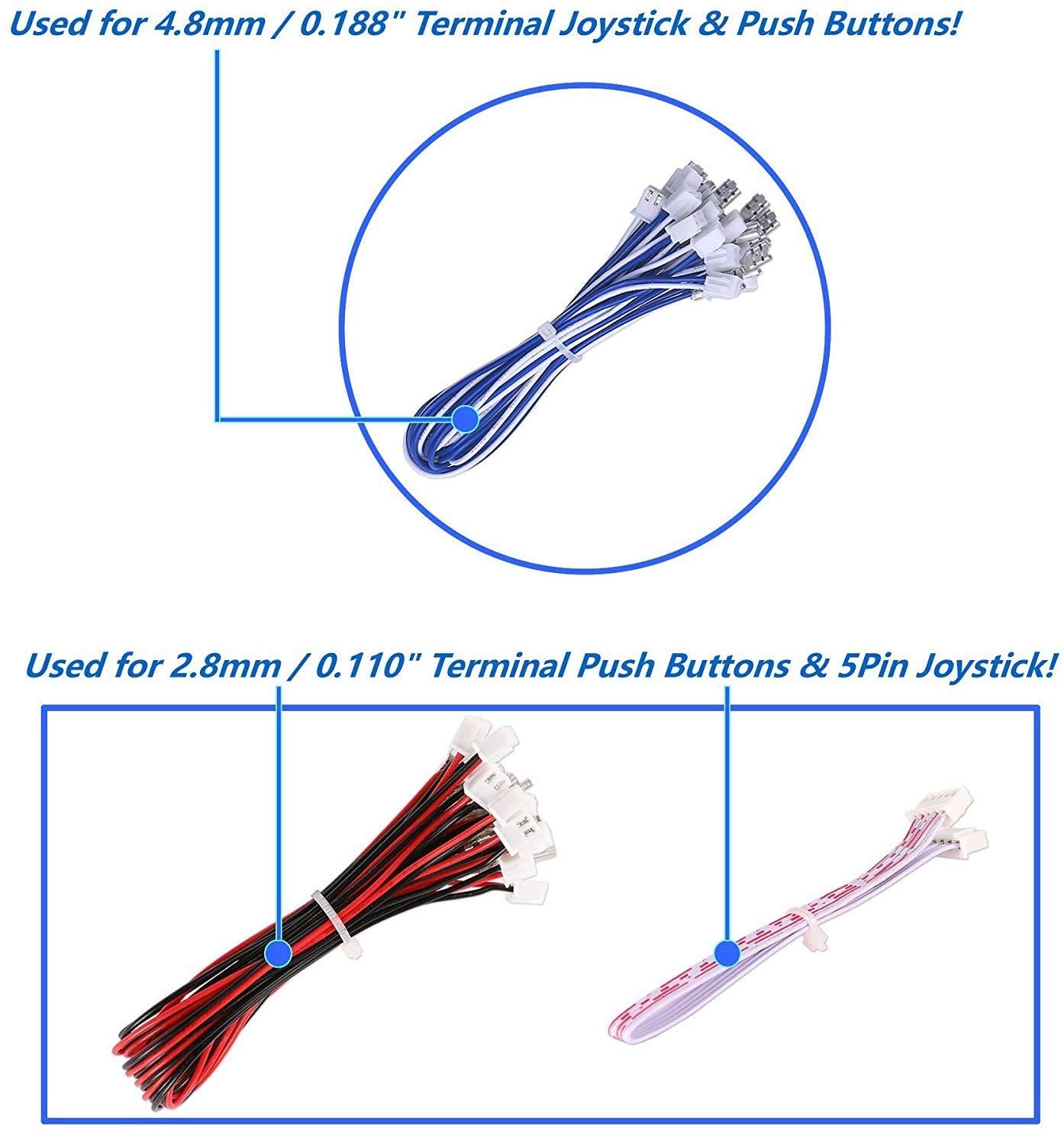 EG STARTS Zero Delay USB Encoder To PC Games Controllers For Arcade Joystick Sanwa DIY Kits Parts Mame Games (5Pin + 2.8mm Cables)