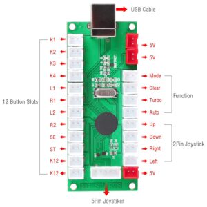 EG STARTS Zero Delay USB Encoder To PC Games Controllers For Arcade Joystick Sanwa DIY Kits Parts Mame Games (5Pin + 2.8mm Cables)