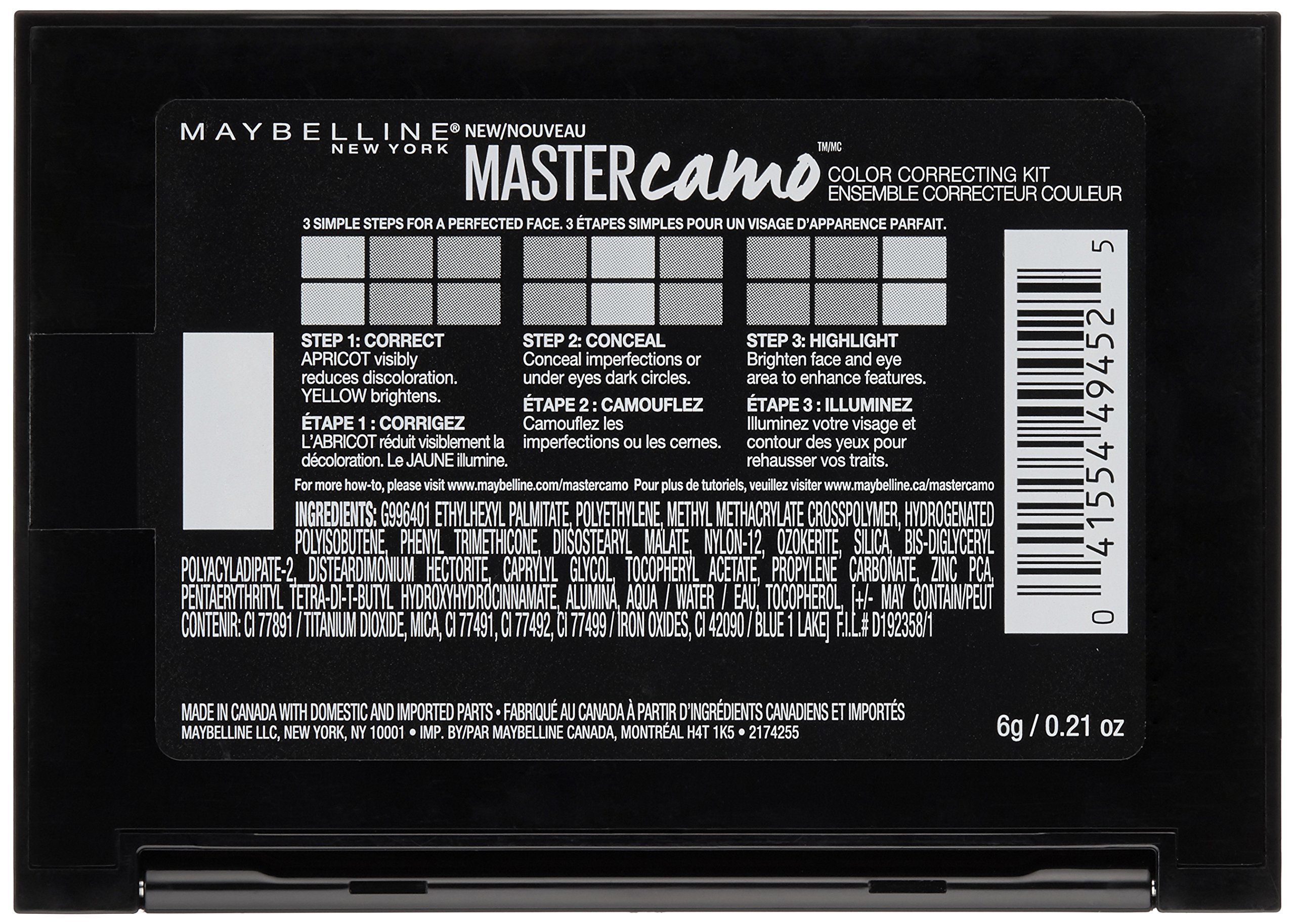 Maybelline Facestudio Master Camo Color Correcting Kit, Medium, 0.21 oz.