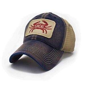 everyday trucker hat local seafood crab, deep ocean blue