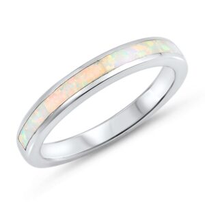 White Simulated Opal Thumb Ring New .925 Sterling Silver Wedding Band Size 10