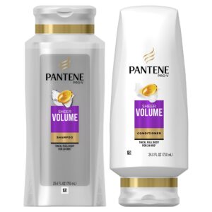 pantene volumizing shampoo and sulfate free conditioner for fine hair, sheer volume, 25.4 fl oz (pack of 2)