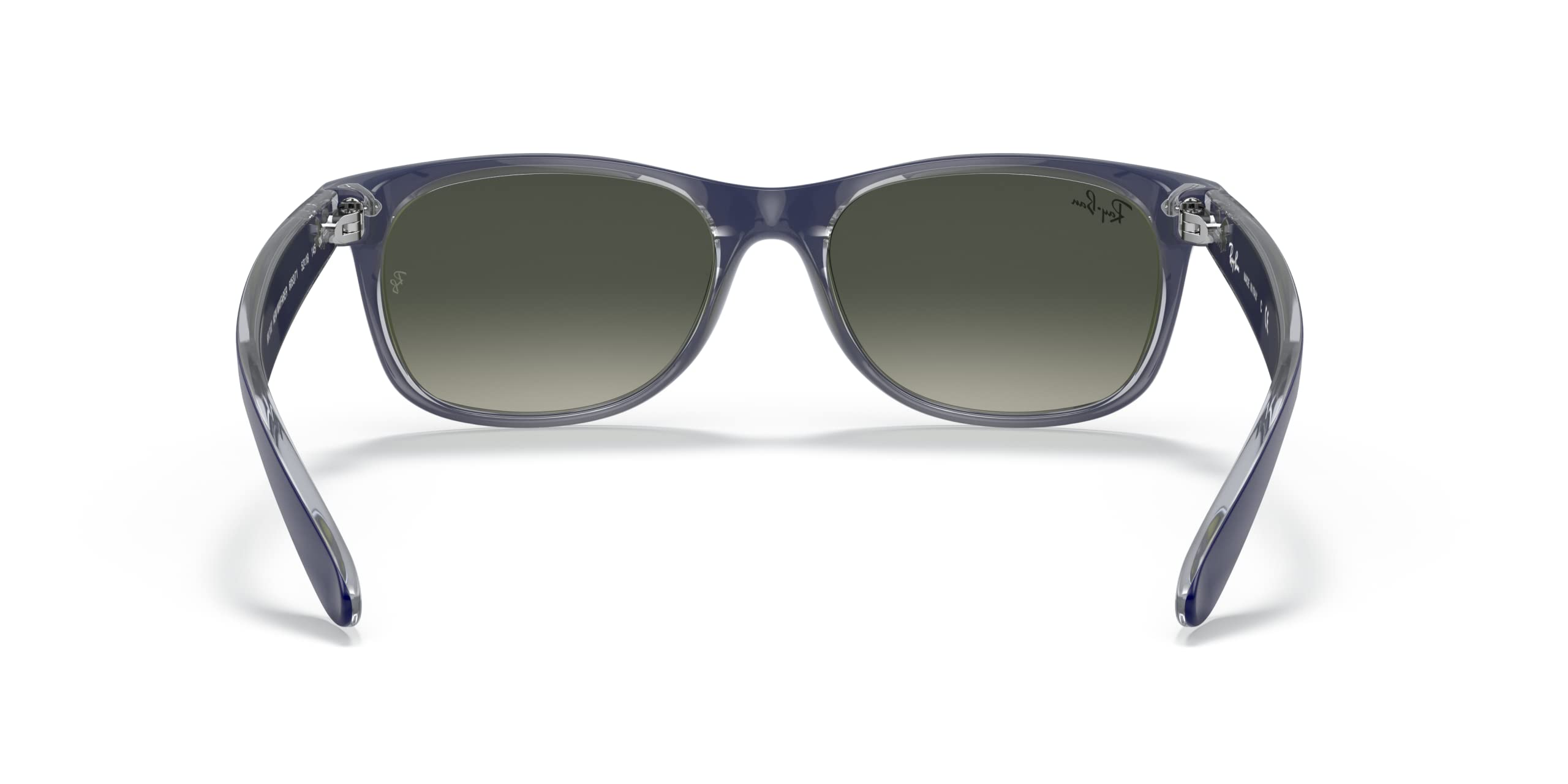 Ray-Ban RB2132 NEW WAYFARER Square Sunglasses For Men For Women + BUNDLE with Designer iWear Eyewear Kit (Matte Blue on Transparent/Crystal Lens Light Grey Gradient Dark Grey)