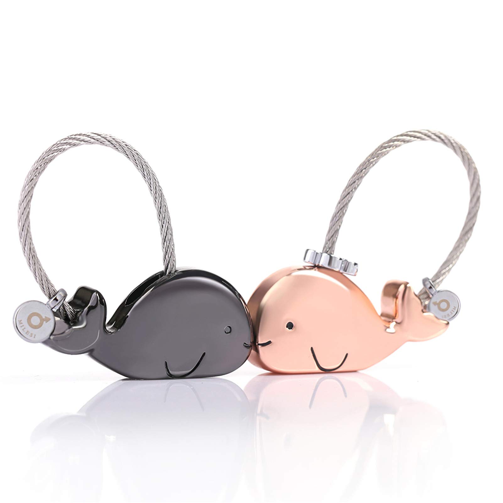 MILESI Sweet Kissing Whale Couples Keychains Birthday Present Valentine‘s Gift Anniversary for him and her