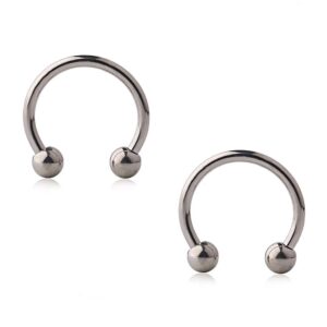 Ruifan Grade 23 (G23) Titanium CBR Horseshoe Circular Rings for Lip Eyebrow Tongue Nipple Helix Tragus Cartilage Septum Piercing Jewelry 3mm Balls 16G 10mm 2PCS