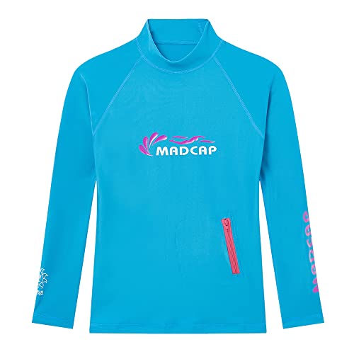 MADCAP Girls' UV Sun Protection Long-Sleeve Rash Guard (Blue, 10-S)