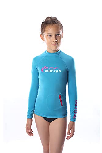 MADCAP Girls' UV Sun Protection Long-Sleeve Rash Guard (Blue, 10-S)