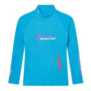 MADCAP Girls' UV Sun Protection Long-Sleeve Rash Guard (Blue, 10-S)