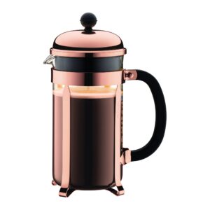 Bodum Chambord 8 Cup French Press Coffee Maker, Copper, 1.0 l, 34 oz, Pavina Glass Set, 2 Pieces