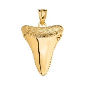 10K Yellow Gold 1-1/8” Lucky Shark Tooth Pendant - Pendant Only