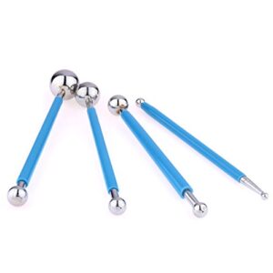 4 x Fondant Cake Decorating Clay Flower Sugarcraft Ball Model DIY Tool 8 Sizes (Blue)